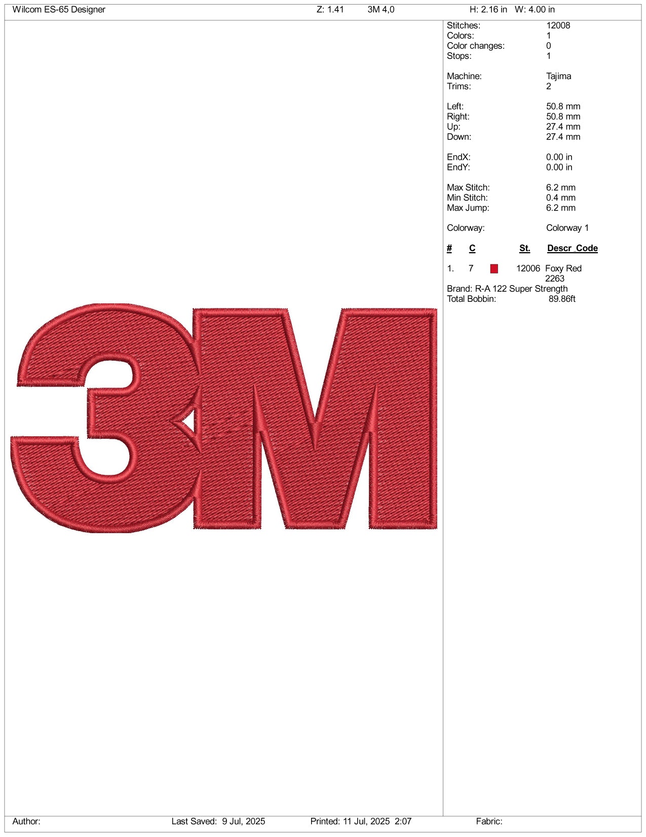 3M Logo Embroidery Design Files - 3 Size's