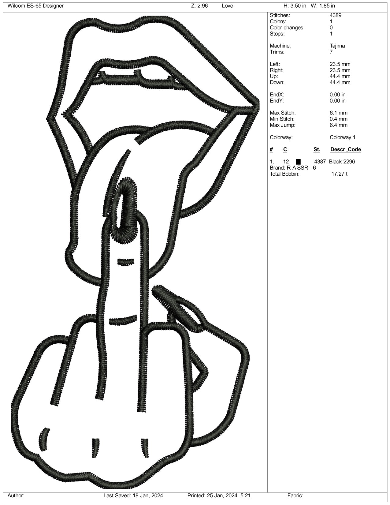 Middle Finger Embroidery Design Files - 3 Size's