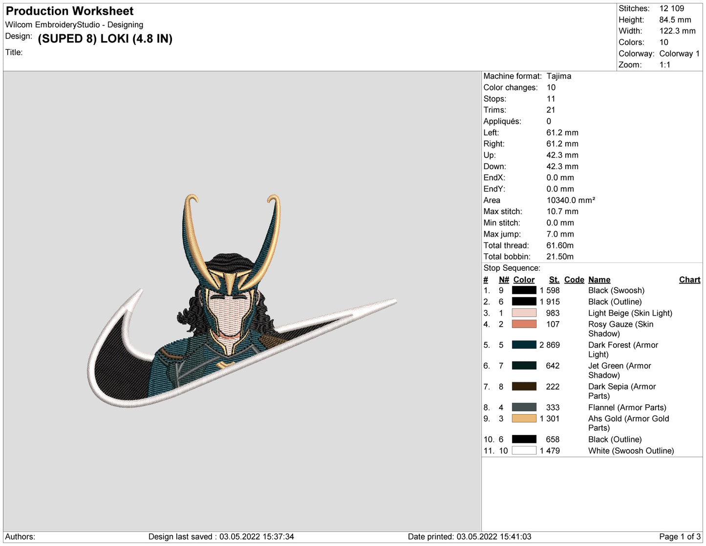 Loki Swoosh Embroidery Design Files - 4 Size's