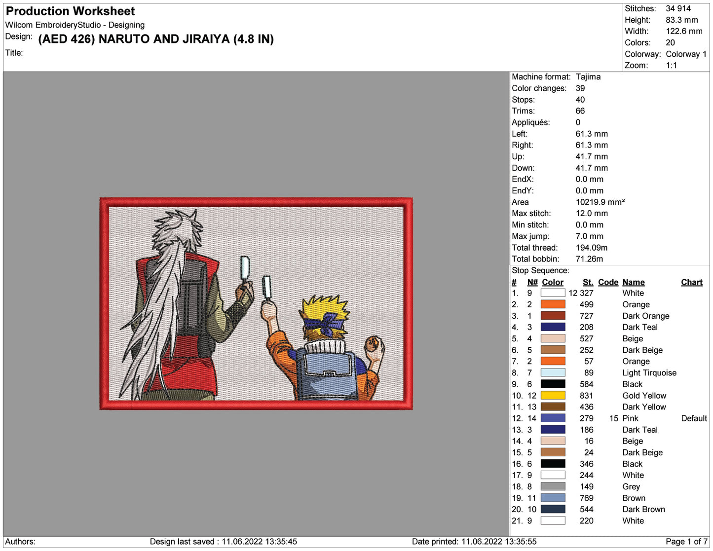 Naruto Uzumaki v9 Embroidery Design Files - 4 Size's