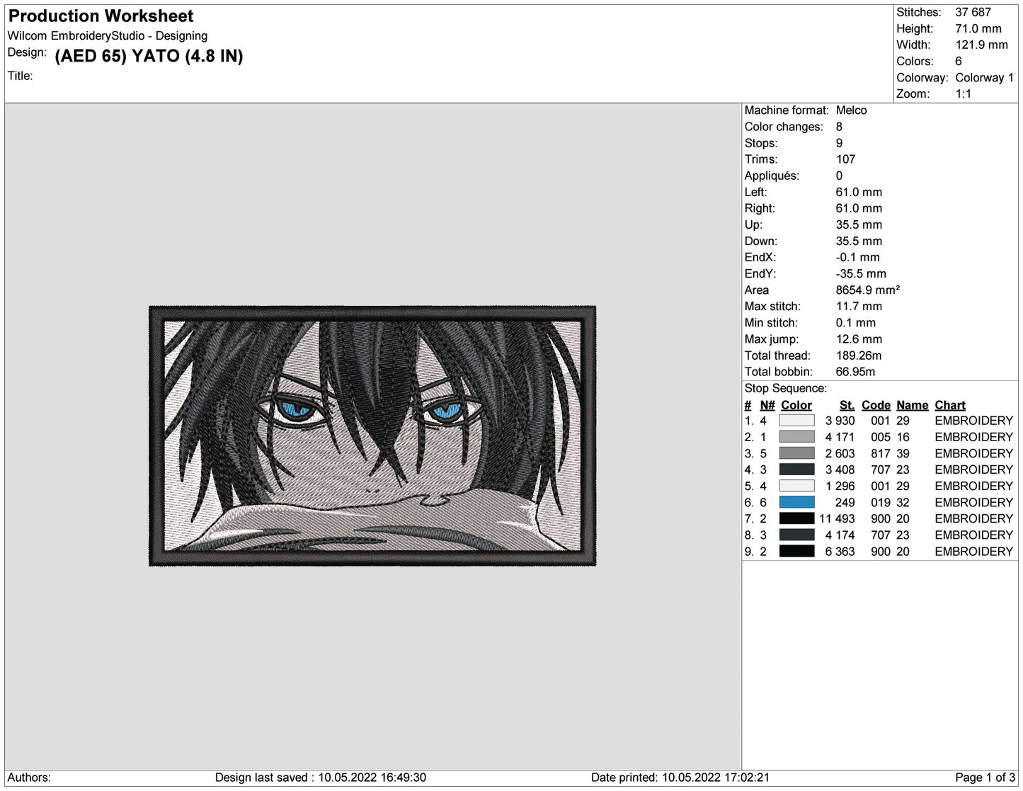 Yato Noragami v2 Embroidery Design Files - 4 Size's