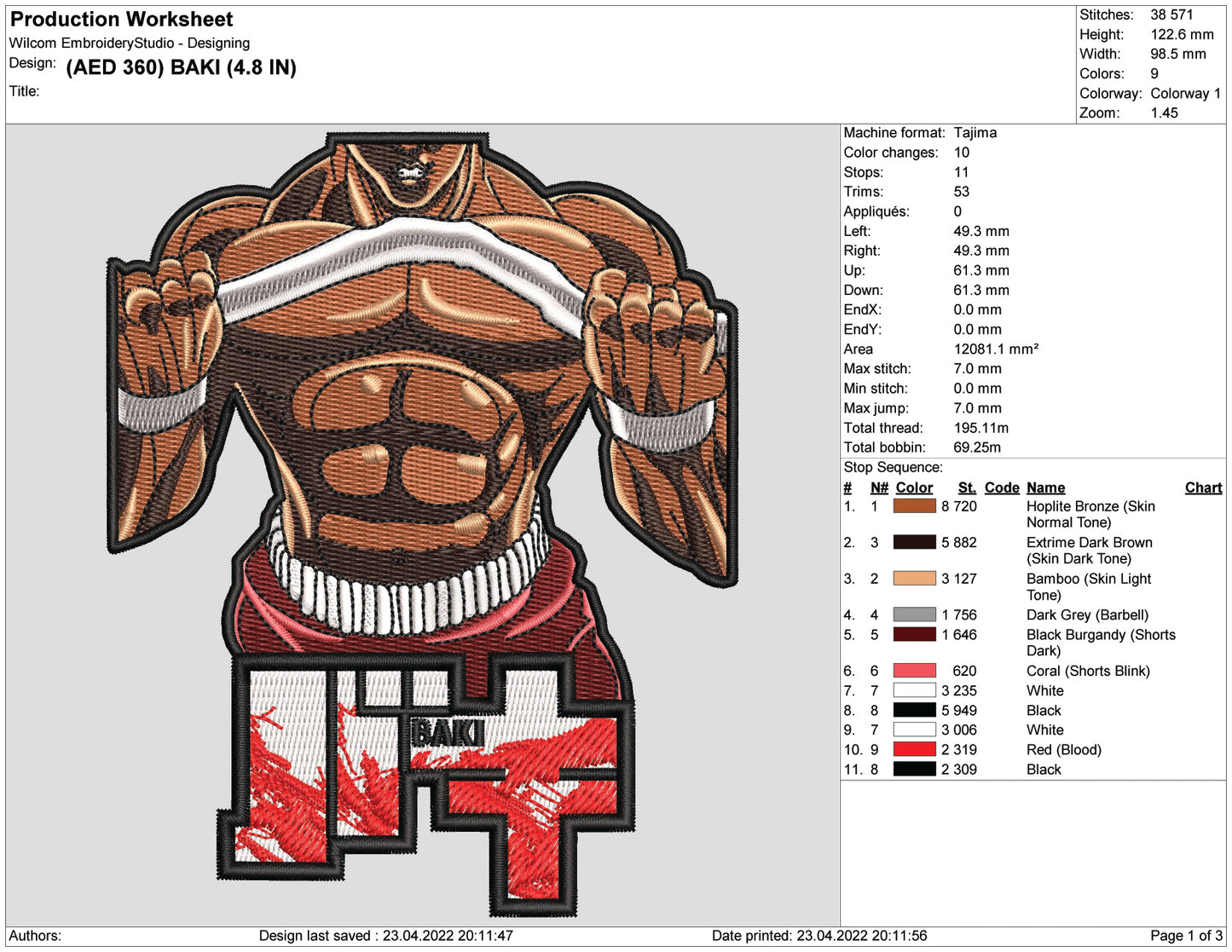 Baki Hanma Embroidery Design Files - 4 Size's