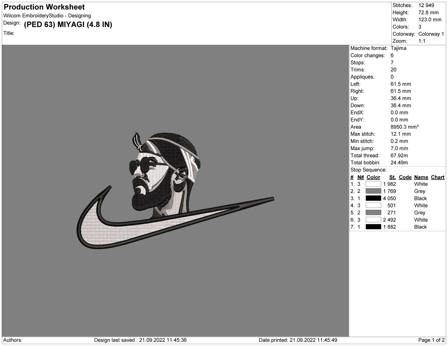 Miyagi Rapper Swoosh Embroidery Design Files - 5 Sizes