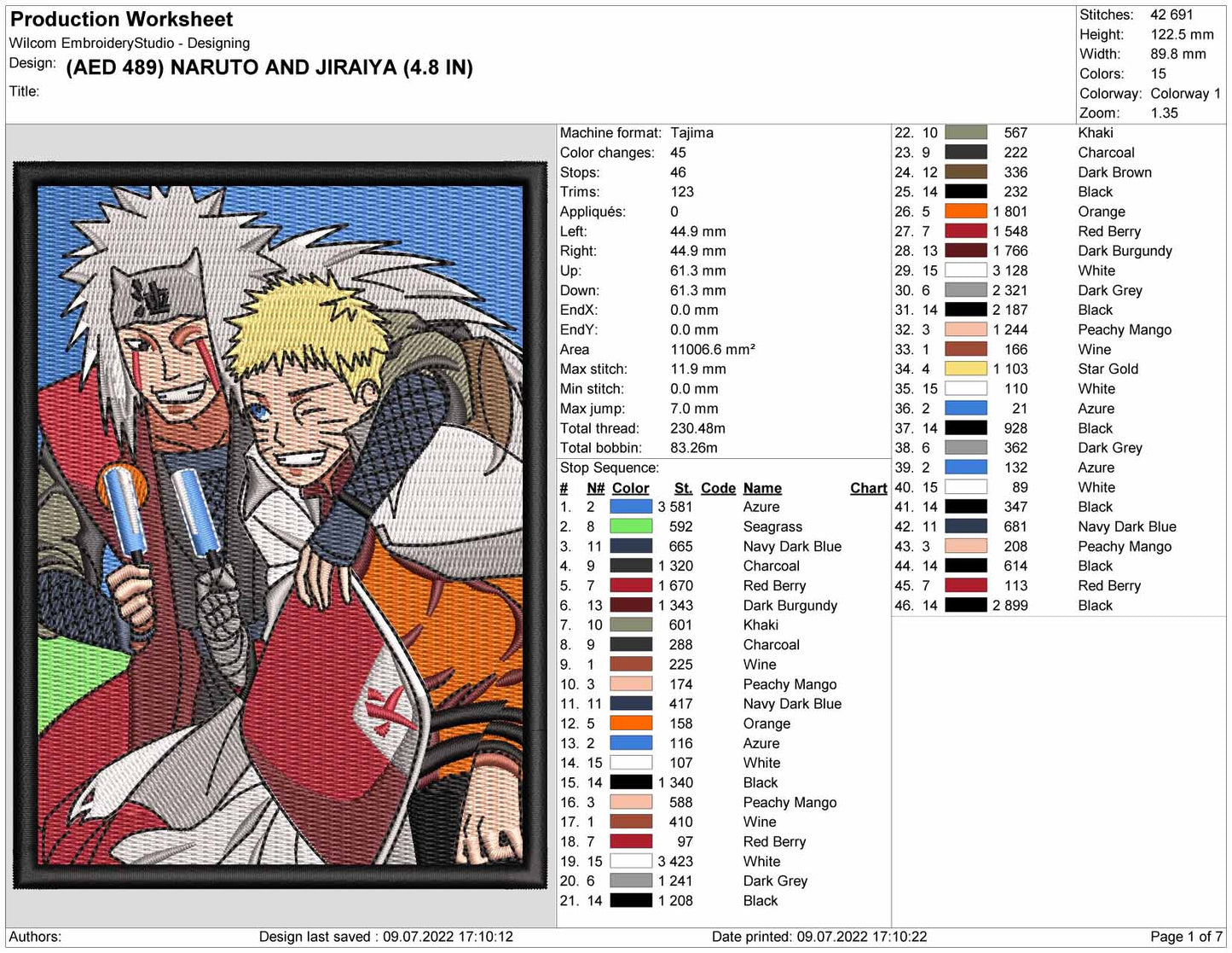 Jiraiya v2 Embroidery Design Files - 4 Sizes