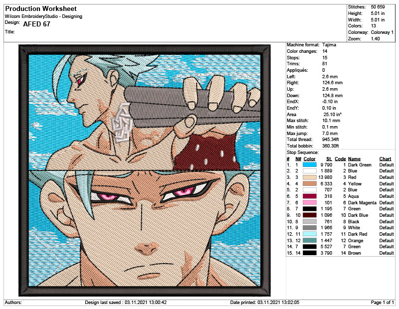 Eustass Kid Embroidery Design Files - 5 Sizes