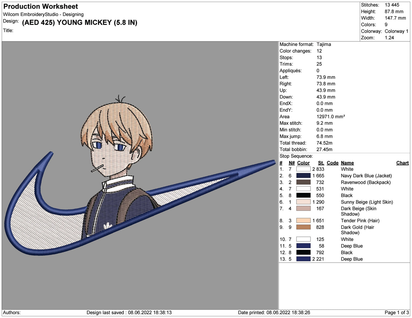 Manjiro Sano Swoosh v4 Embroidery Design Files - 4 Size's