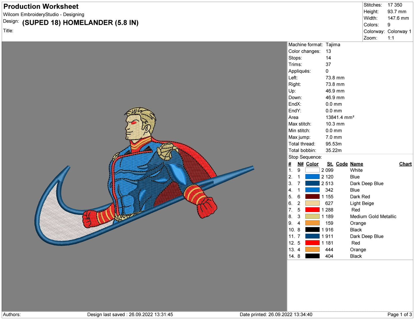 Homelander Swoosh Embroidery Design Files - 4 Size's