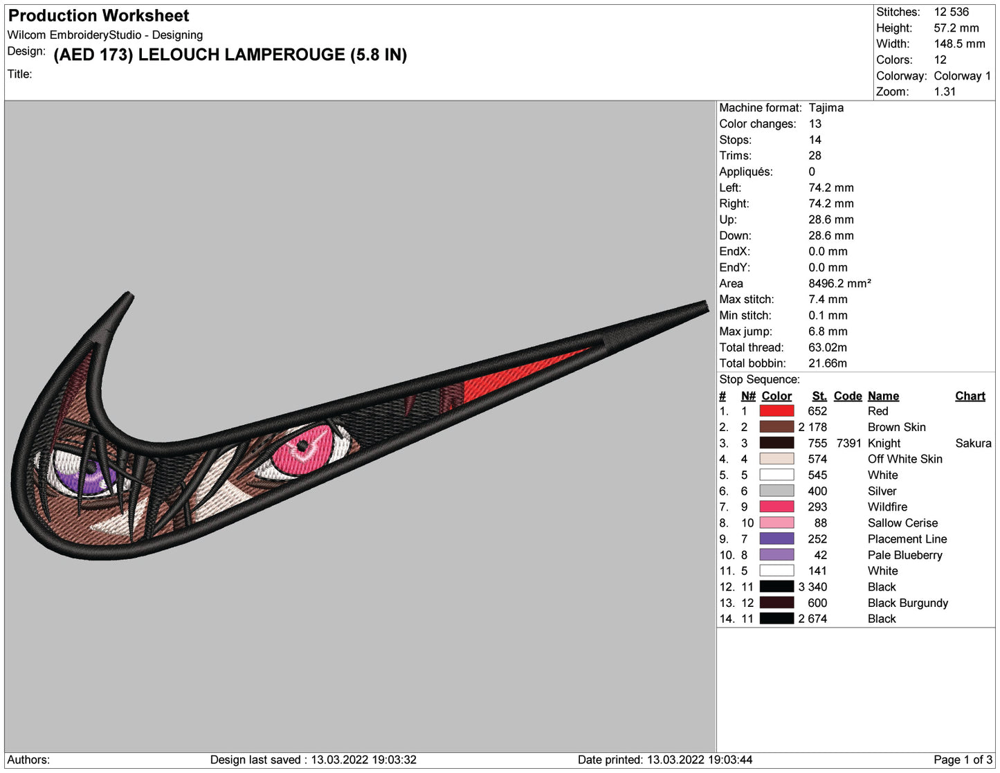 Lelouch Lamperouge Embroidery Design Files - 4 Size's