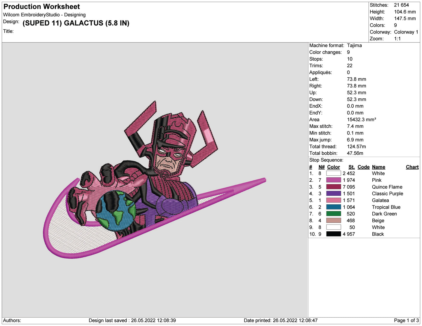 Galactus Swoosh Embroidery Design Files - 4 Sizes