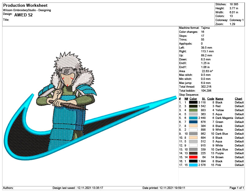 Tobirama Senju Swoosh Embroidery Design Files - 6 Size's