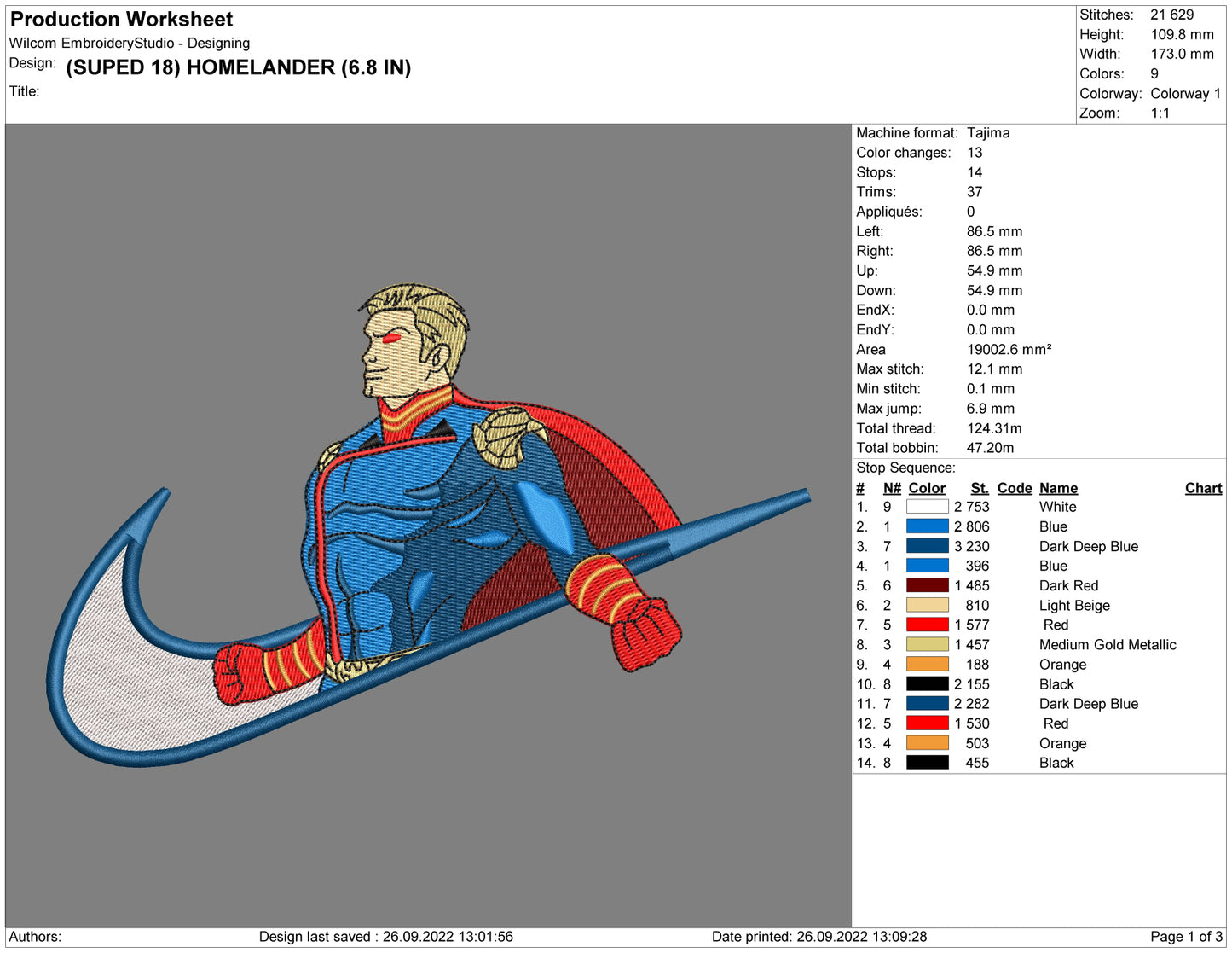 Homelander Swoosh Embroidery Design Files - 4 Size's