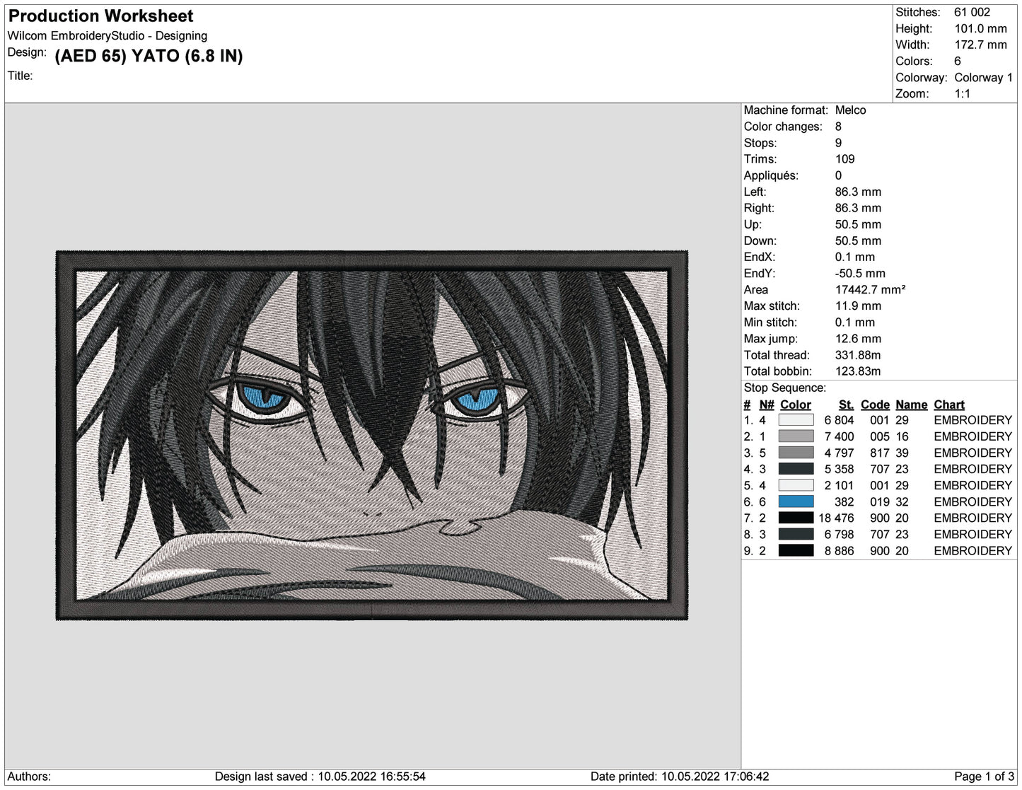 Yato Noragami v2 Embroidery Design Files - 4 Size's