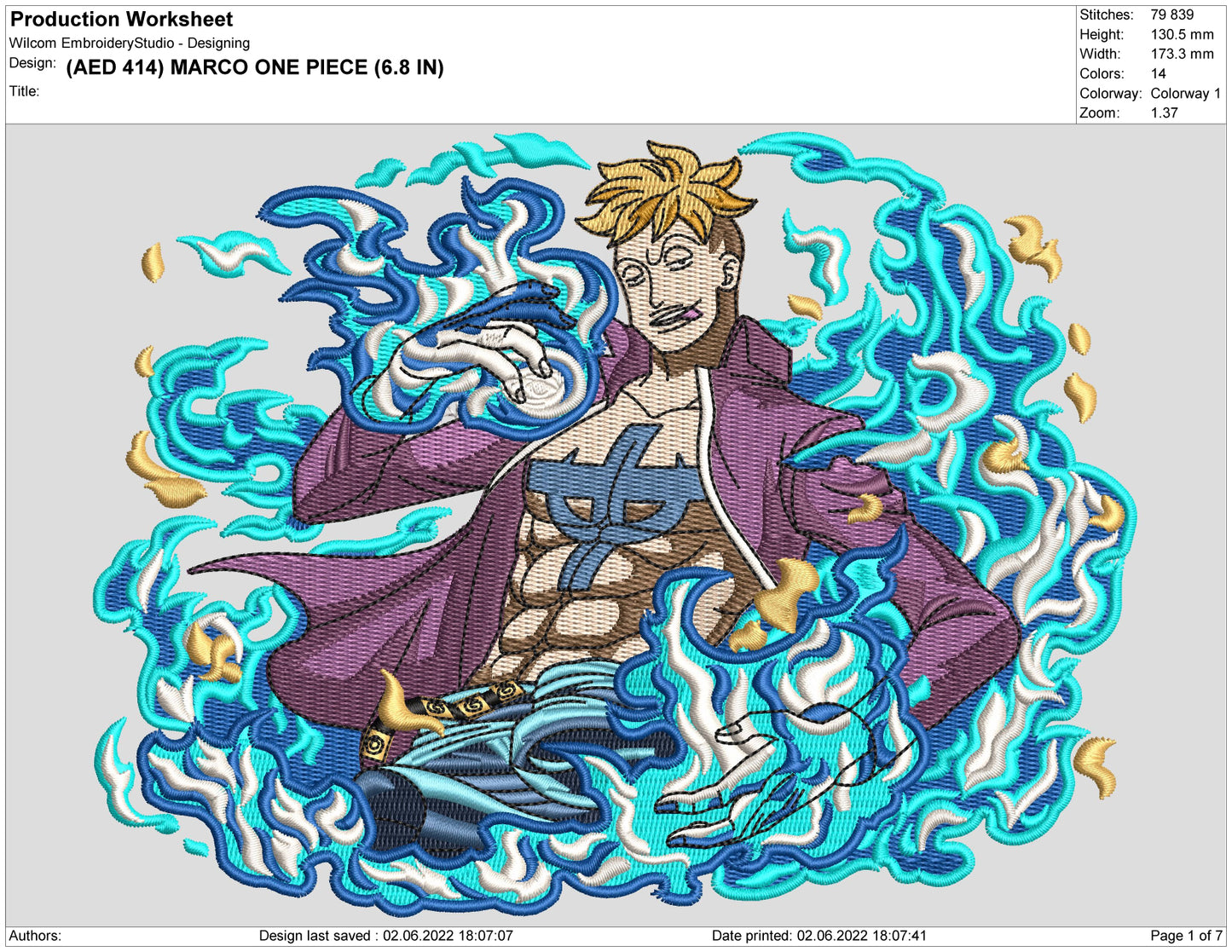 Marco One Piece Embroidery Design Files - 4 Size's