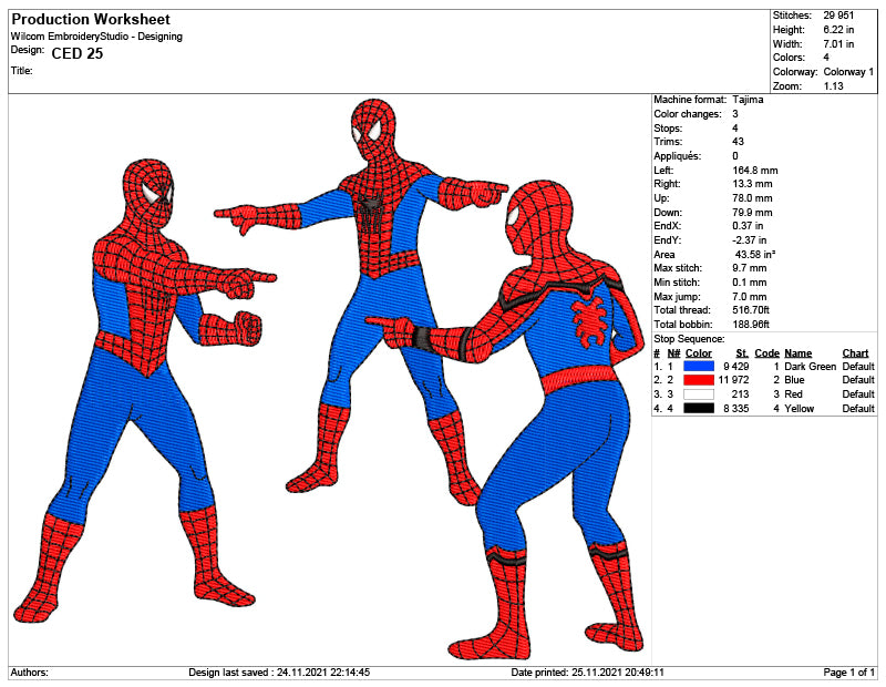 Three Spidermans Embroidery Design Files - 6 Sizes