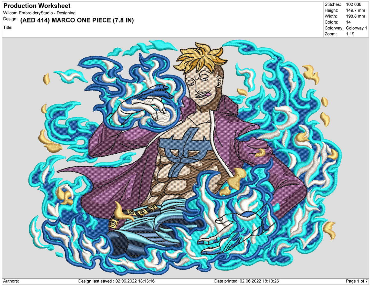 Marco One Piece Embroidery Design Files - 4 Size's