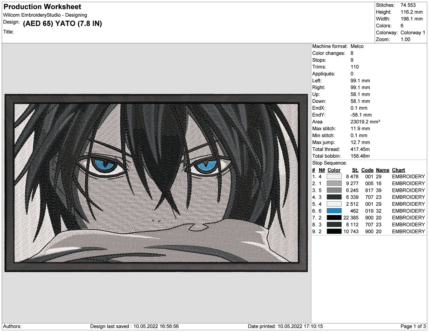 Yato Noragami v2 Embroidery Design Files - 4 Size's