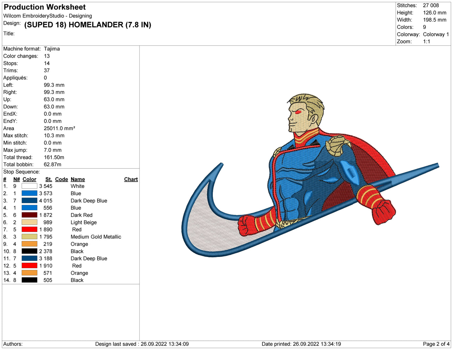 Homelander Swoosh Embroidery Design Files - 4 Size's