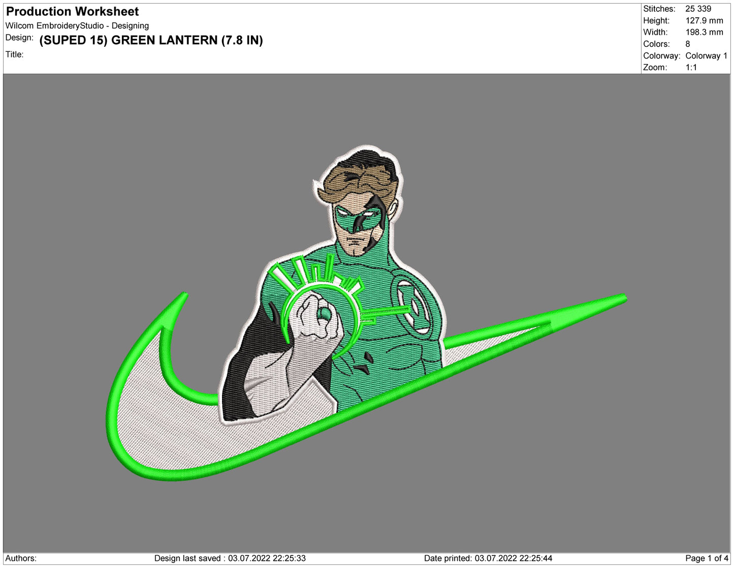 Green Lantern Swoosh Embroidery Design Files - 4 Size's