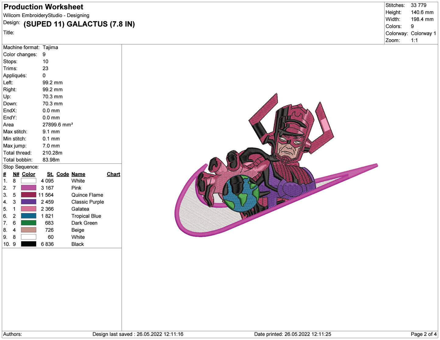 Galactus Swoosh Embroidery Design Files - 4 Sizes