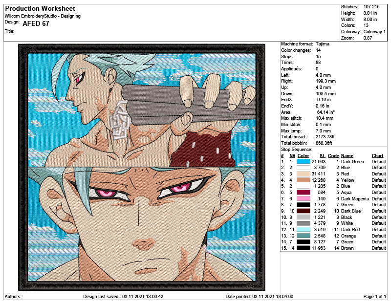Eustass Kid Embroidery Design Files - 5 Sizes