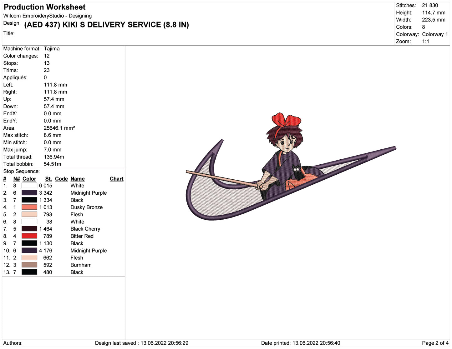 Kiki Swoosh Embroidery Design Files - 4 Size's