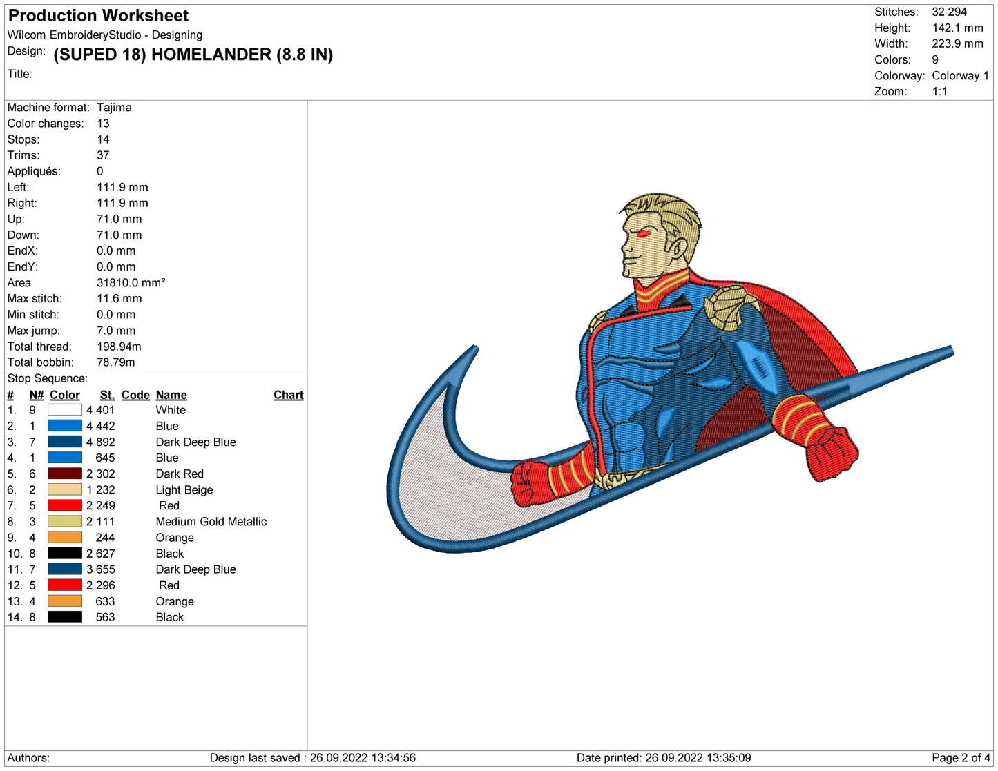 Homelander Swoosh Embroidery Design Files - 4 Size's