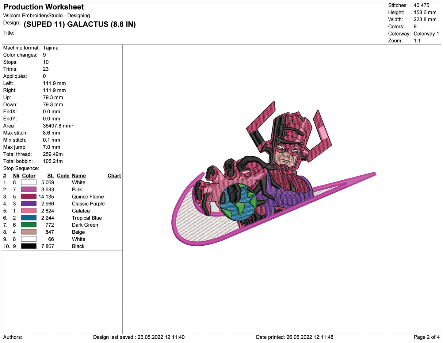 Galactus Swoosh Embroidery Design Files - 4 Sizes