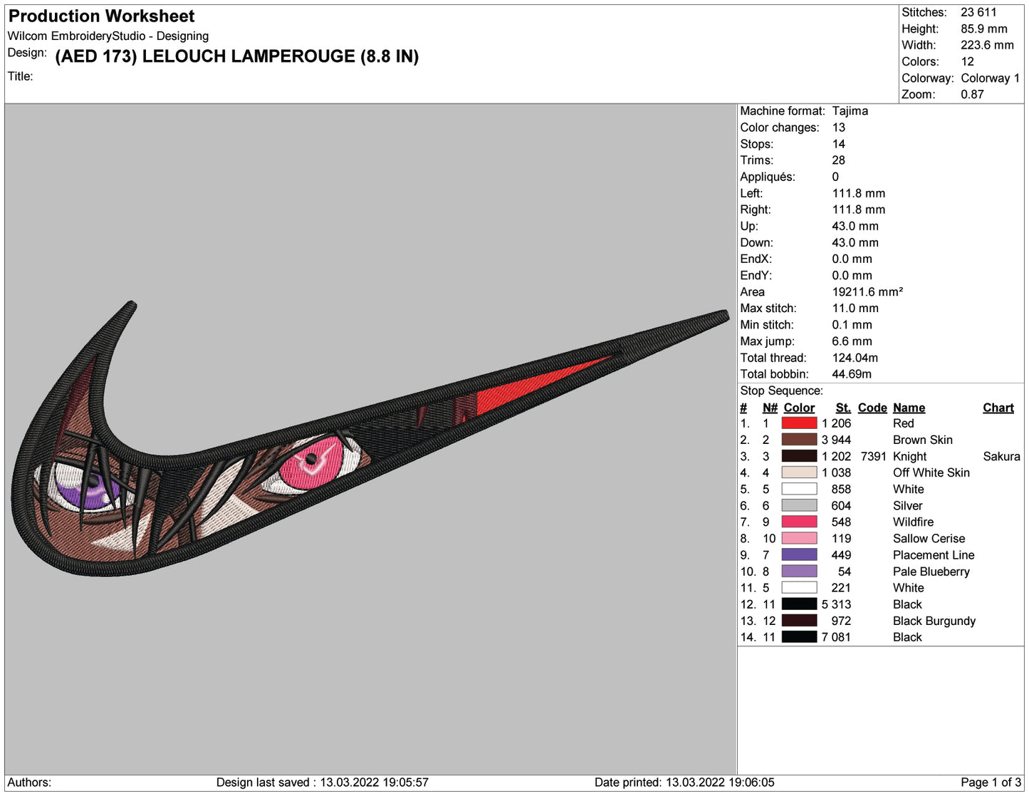 Lelouch Lamperouge Embroidery Design Files - 4 Size's