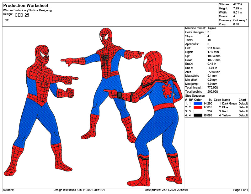 Three Spidermans Embroidery Design Files - 6 Sizes
