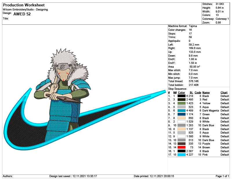Tobirama Senju Swoosh Embroidery Design Files - 6 Size's