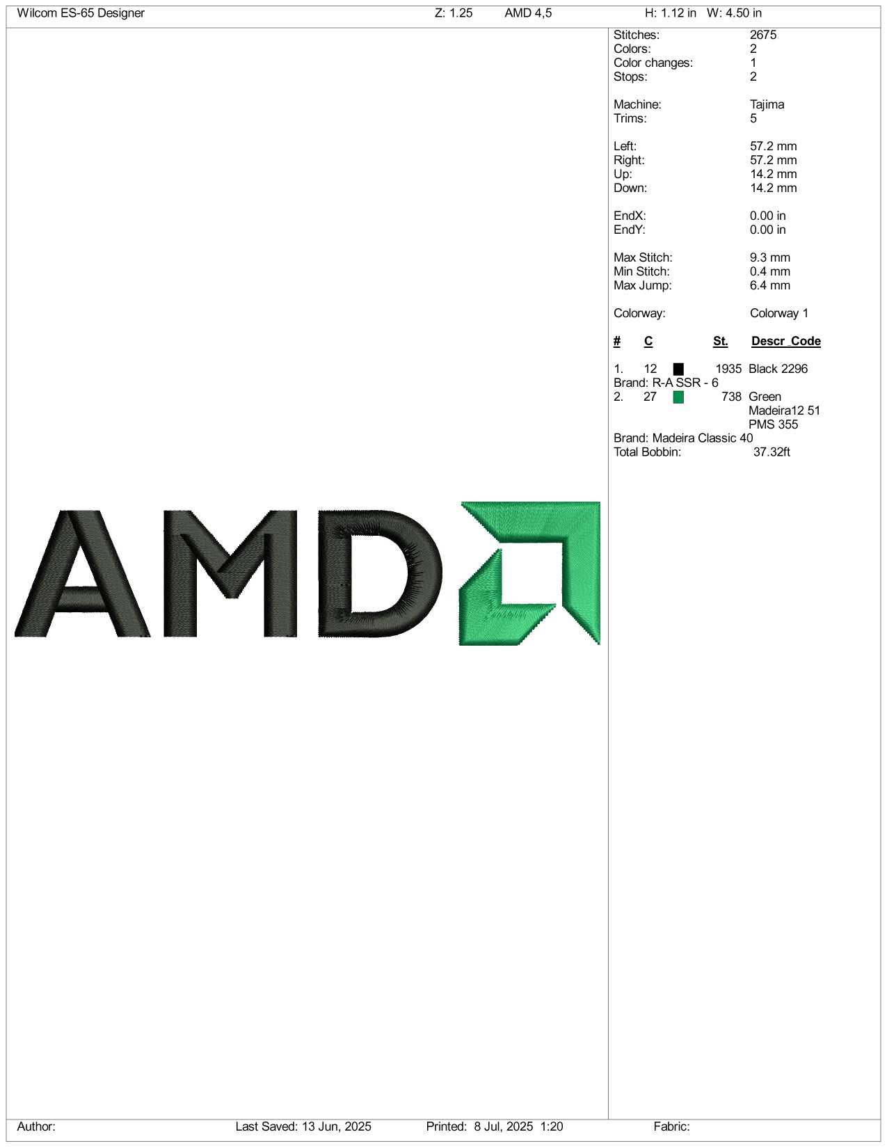 AMD Logo Embroidery Design Files - 3 Size's