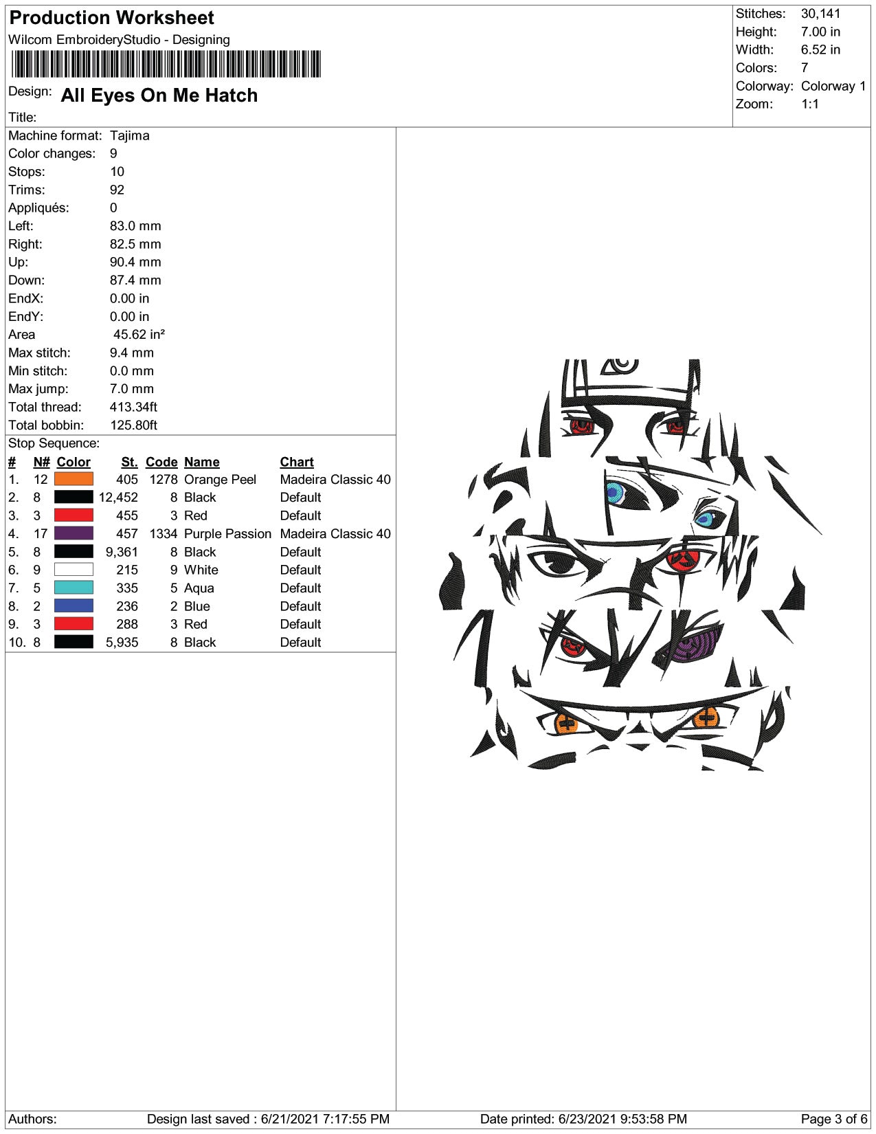 All Eyes On Me Hatch Embroidery Design Files - 4 Size's