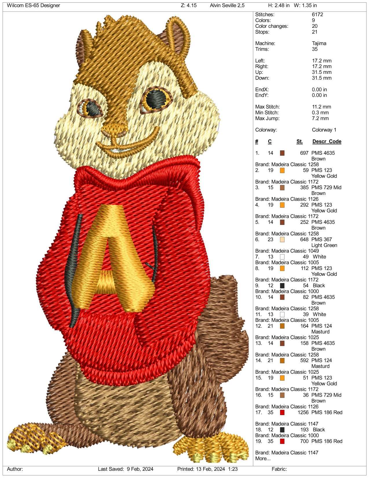 Alvin Seville Embroidery