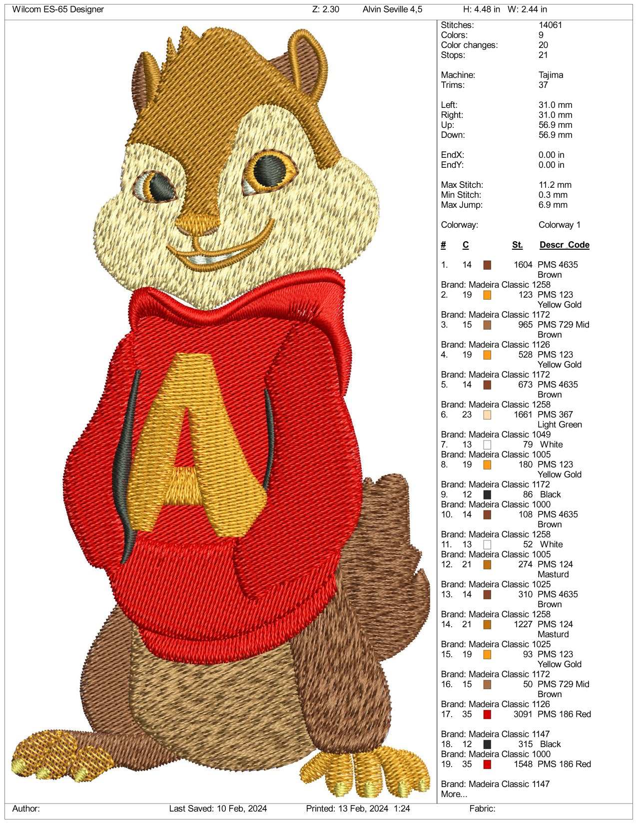 Alvin Seville Embroidery