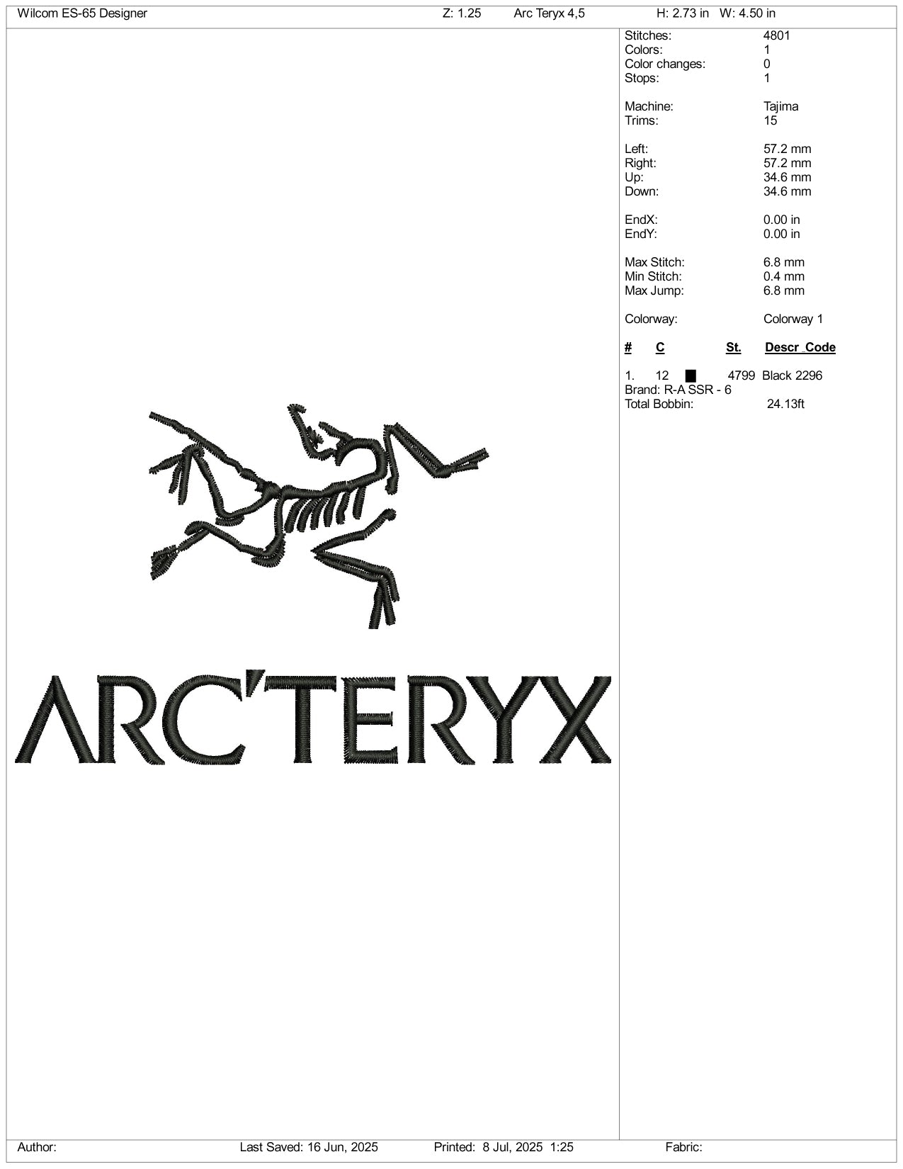 Arc Teryx Logo Embroidery Design Files - 3 Size's