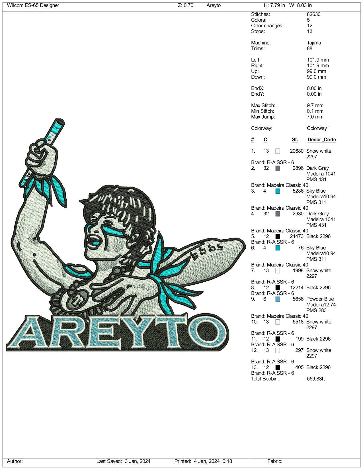 Areyto Embroidery Design Files - 3 Size's