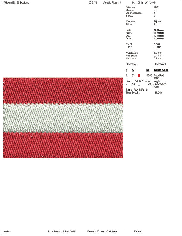Latvia Flag Embroidery Design Files - 3 Size's