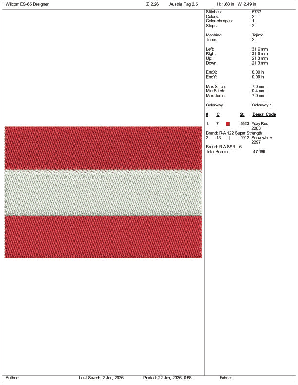 Latvia Flag Embroidery Design Files - 3 Size's