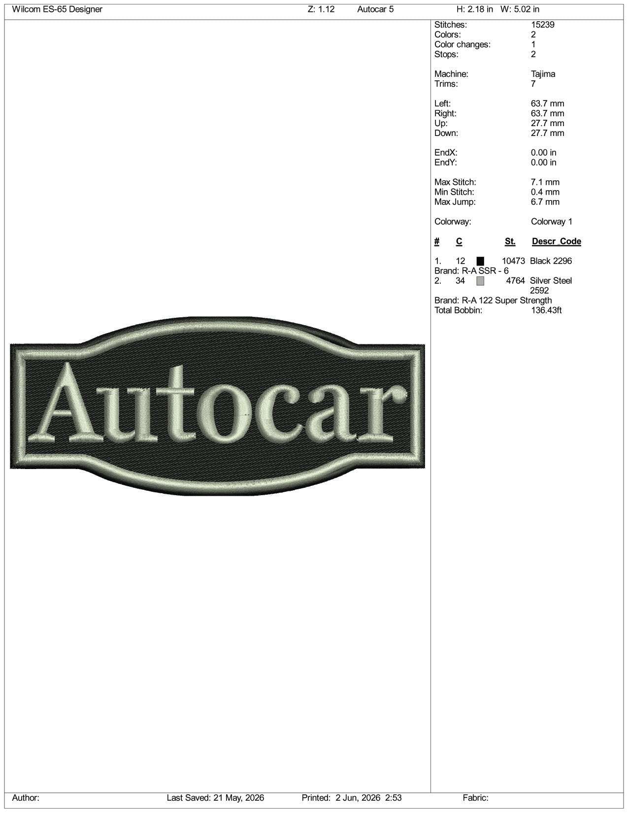 Auto Car Logo Embroidery Design Files - 3 Size's