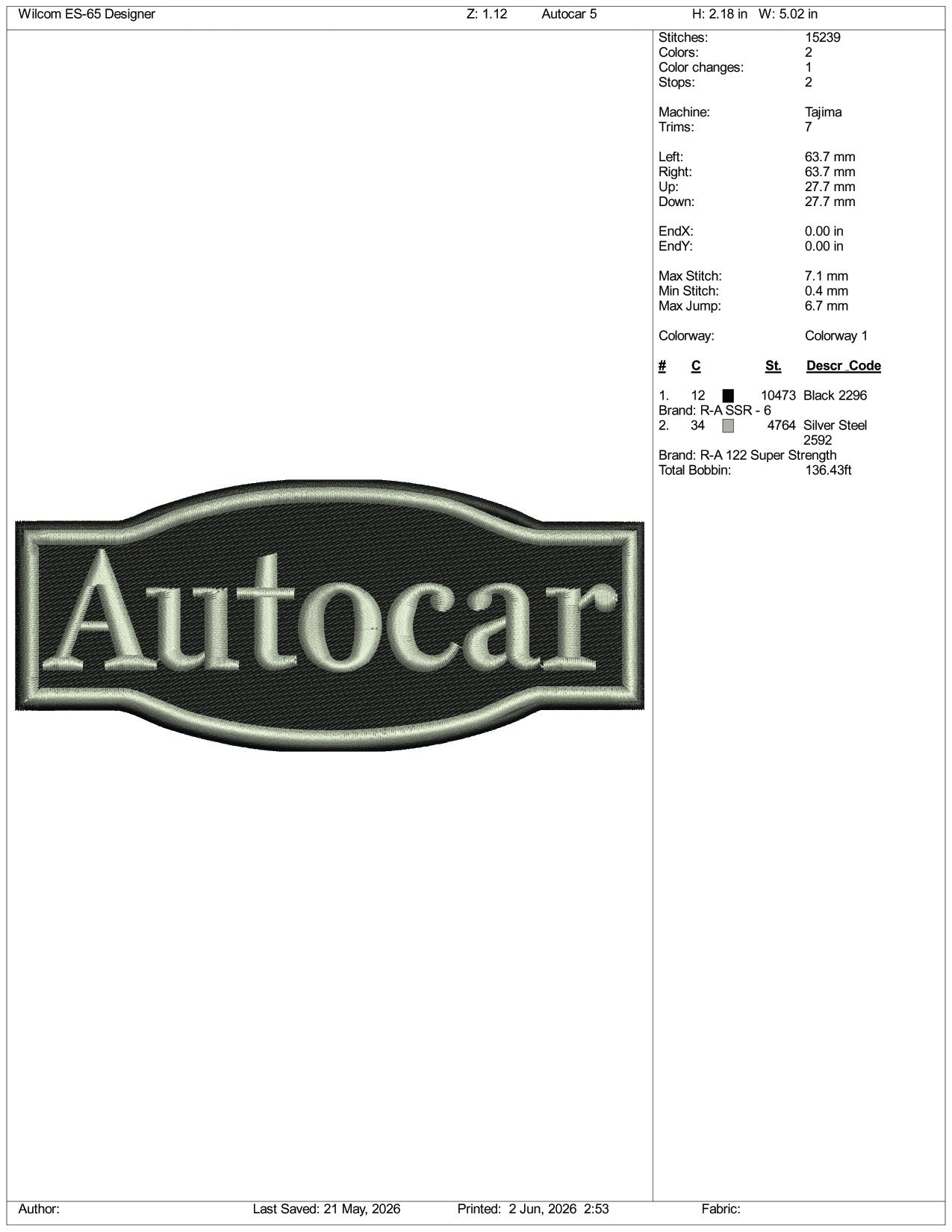 Auto Car Logo Embroidery Design Files - 3 Size's