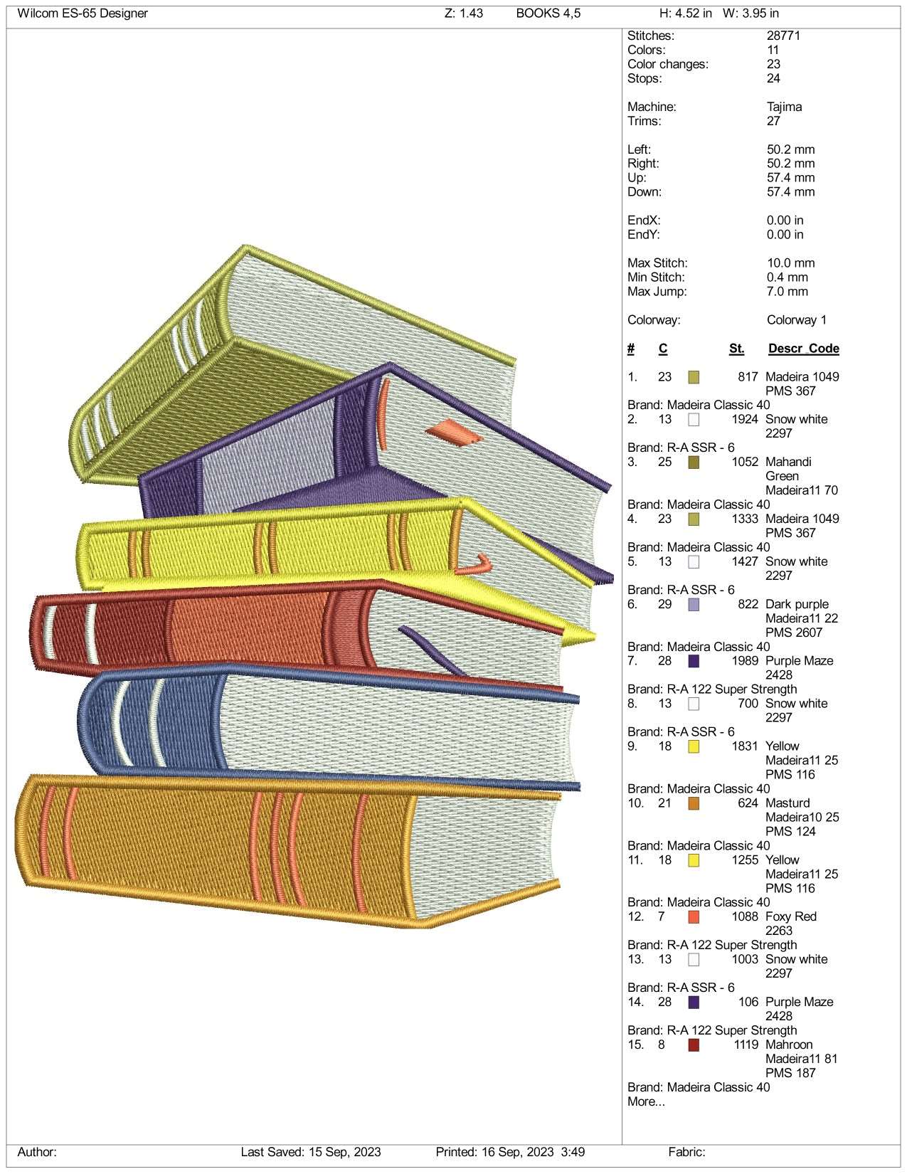 Books Embroidery Design Files - 3 Size's