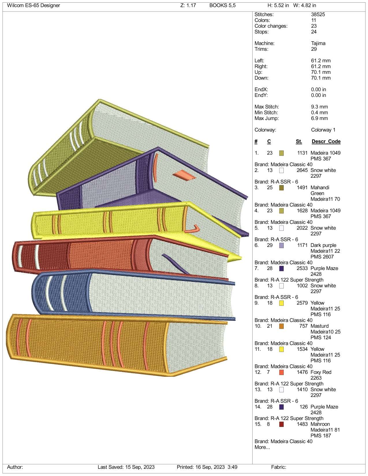 Books Embroidery Design Files - 3 Size's