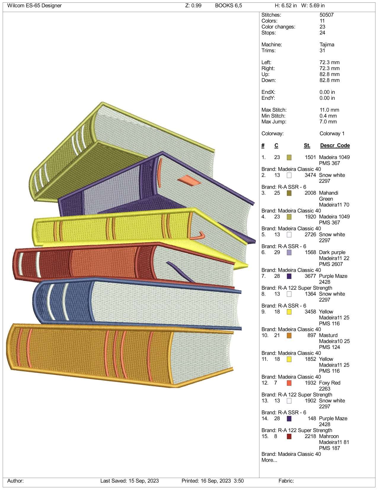 Books Embroidery Design Files - 3 Size's