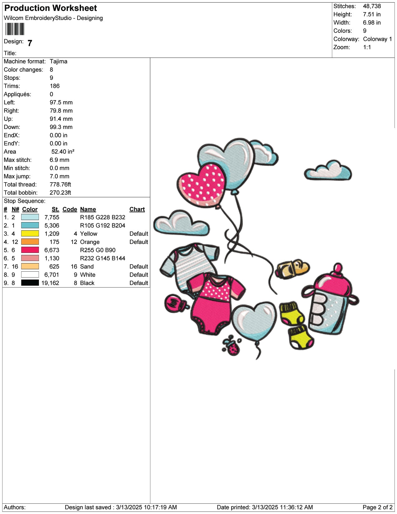 Baby Shower Bliss Embroidery Design Files - 9 Size's
