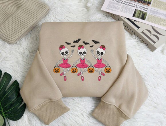 Ballerina Skeleton Embroidery Design Files - 5 Size's