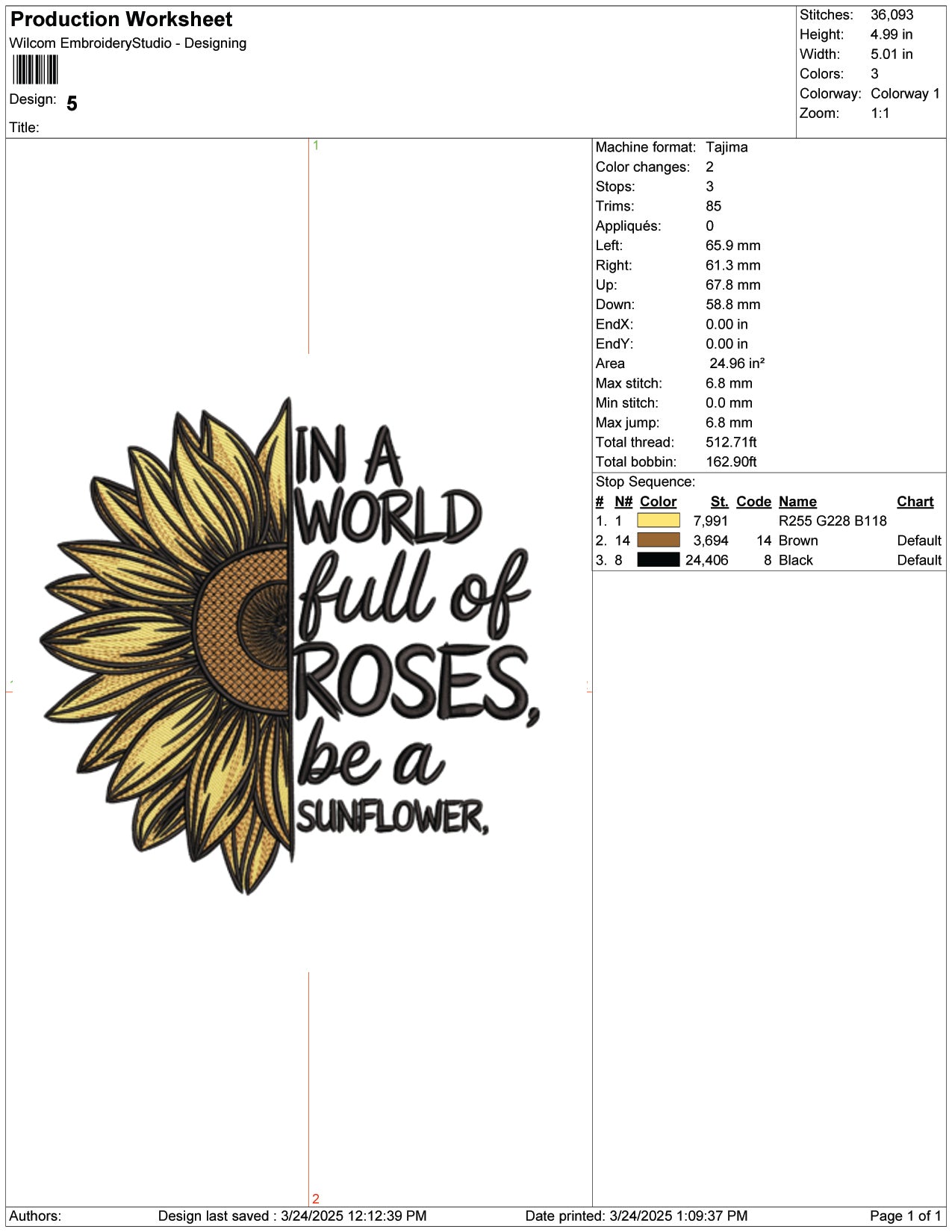Be a Sunflower Embroidery Design Files - 9 Size's