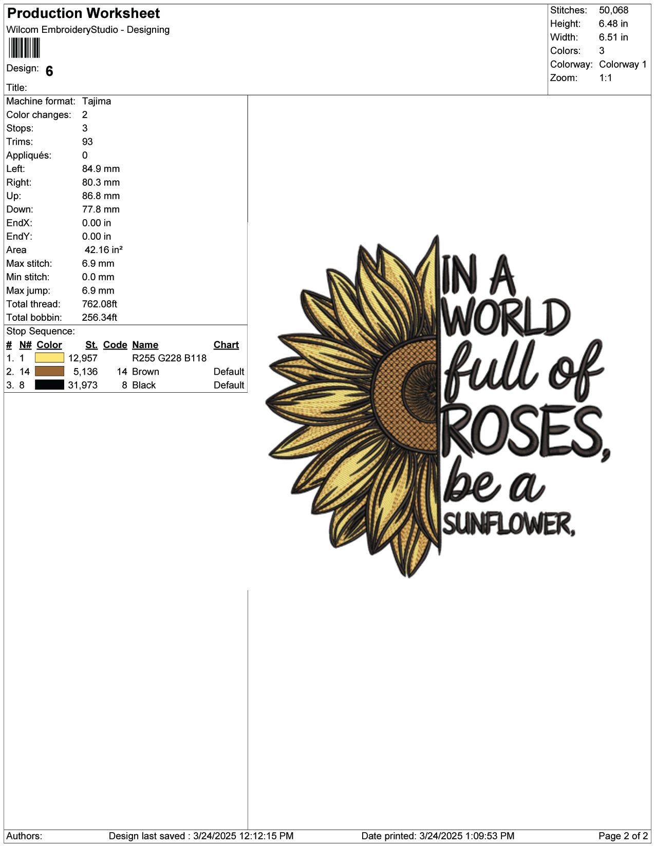 Be a Sunflower Embroidery Design Files - 9 Size's