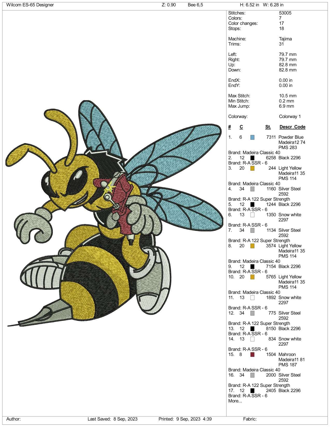 Bee Hornet Embroidery Design Files - 3 Size's