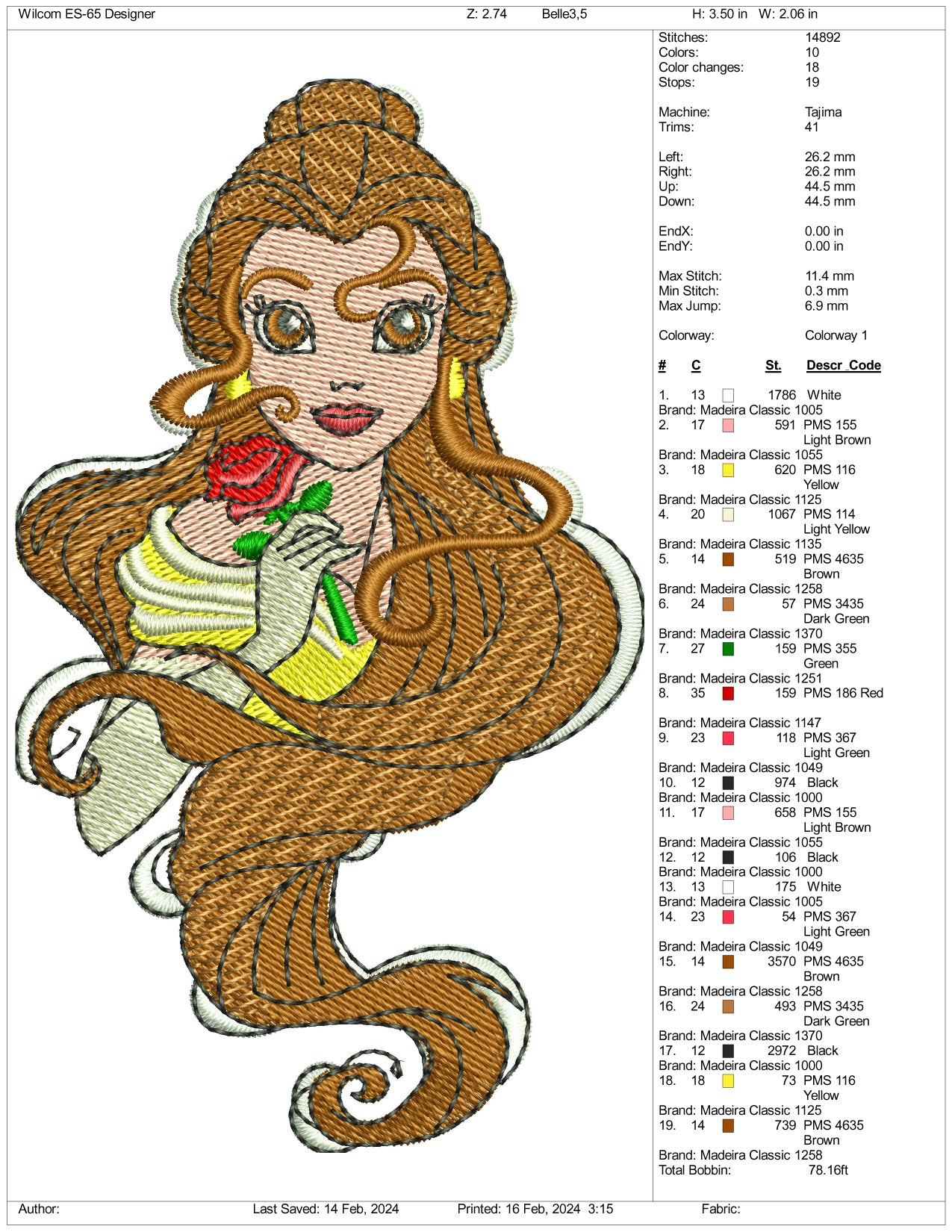 Modern Belle Embroidery Design Files - 3 Size's