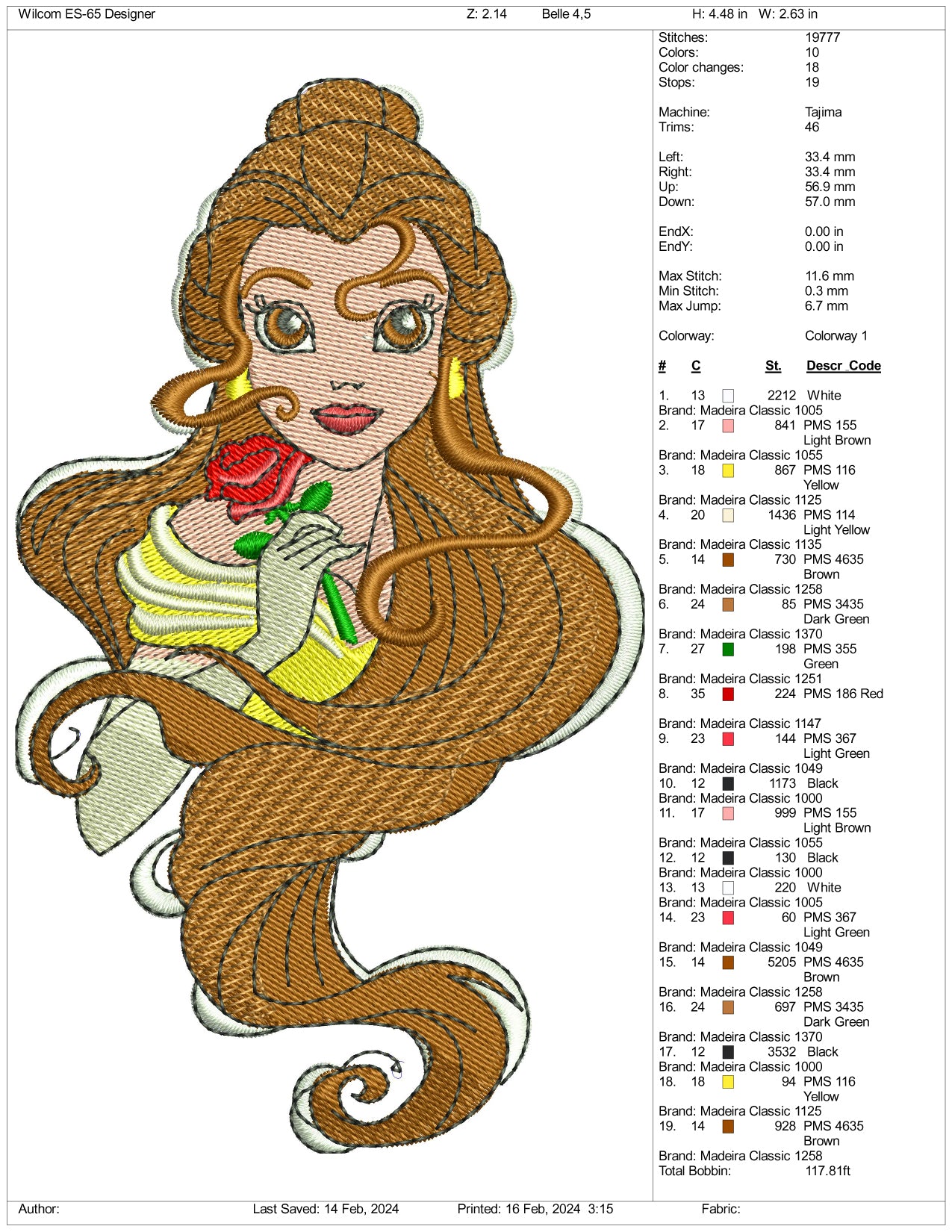 Modern Belle Embroidery Design Files - 3 Size's